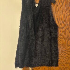Beautiful Joan Vass New York Faux Fur Open Black Top - size 3x